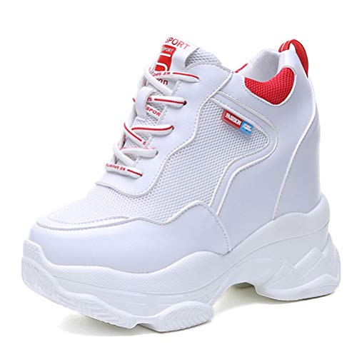 Toride Chunky Sneakers für Damen Hidden Heel Bequeme Wanderschuhe Hohe Atmungsaktive Laufsportschuhe Casual Stylish Plateau Sneakers von Toride