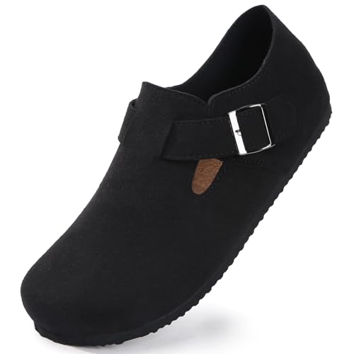 Damen Pantoletten Hausschuhe Slipper Geschlossen Clogs für Frauen aus Leder(Schwarz 38 EU) von Torotto