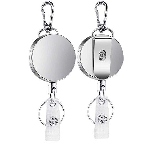 2 Stk Einziehbarer Schlüsselanhänger, Schlüsselband Ausziehbar Schlüsselrolle, Retractable Keychain Key Holder, Ausweishalter Einziehbarer Retractable Clip, porte-cartes Rückstoß Rolle Gürtel Schnalle von Torribaly