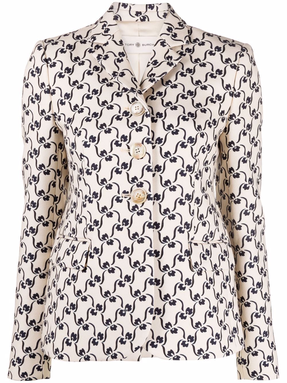 Tory Burch Blazer mit Blumen-Print - Nude von Tory Burch