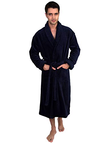 TowelSelections Herren Bademantel Türkisch Baumwolle Frottee Velours Bademantel - Blau - Medium-Large von TowelSelections