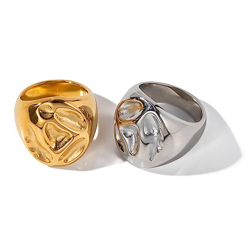 Townshine Filigraner Ring mit 18 Karat vergoldet, vielseitig, modisch, Titanstahl, Lavastahl, versunkener Ring für Damen und Mädchen, 6, Metall, Kein Edelstein von Townshine