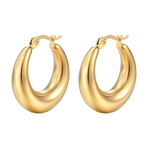 Townshine Trendige hohle Ohrringe aus 18 Karat vergoldetem Edelstahl, vielseitig, lichtecht, Schmuck für Damen, Edelstahl, Kein Edelstein von Townshine