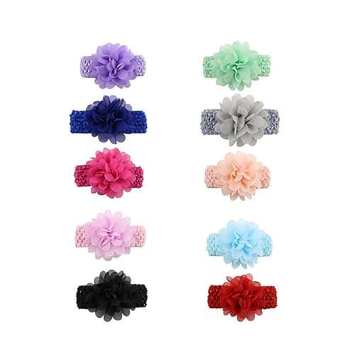 Toyvian 10St Haarschmuck mit Blumen stretch Blumenhaarbänder Haarbänder für Mädchen Kopfbedeckungen Stirnband Haarband verstellbare Stirnbänder Chiffon-Haarbänder für Kinder 8cm Schal Baby von Toyvian