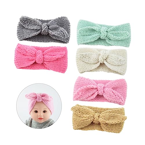 Toyvian 6 Stück Häkel-Turban-Gesichtstuch Hasenohren-Stirnband Warmer Winter-Kaninchen-Knoten-Stirnbänder Baby-Stirnbänder Kleinkind-Turban-Haargummis Kinder-Haar-Accessoires Schal von Toyvian