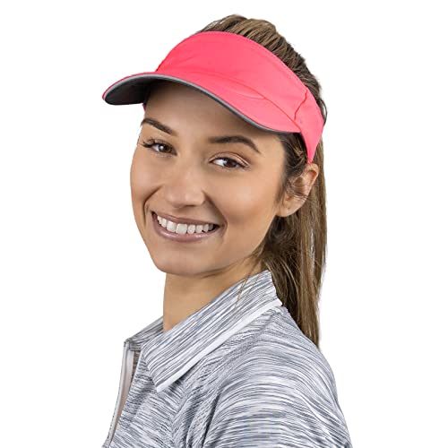 TrailHeads Visor Cap Damen - Sonnenschild Damen zum Laufen, Golf und Tennis – Recyceltes Tennis Cap Damen - Helle Koralle von TrailHeads