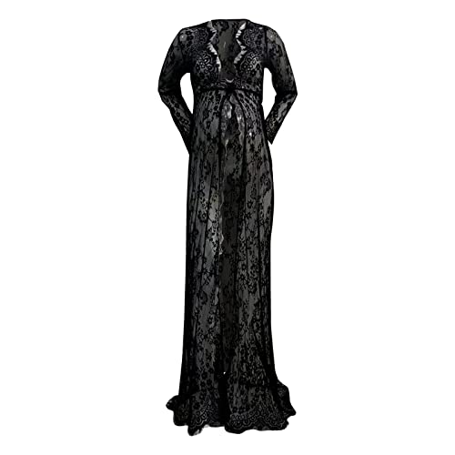 Trailrest Umstandskleid Schwarz,Abendkleid Schwanger Stillpyjama Damen Geburtshemd Damen Krankenhaus Umstandsrock Sommer Damennachthemd für Schwangere und Stillzeit（Schwarz,XL） von Trailrest