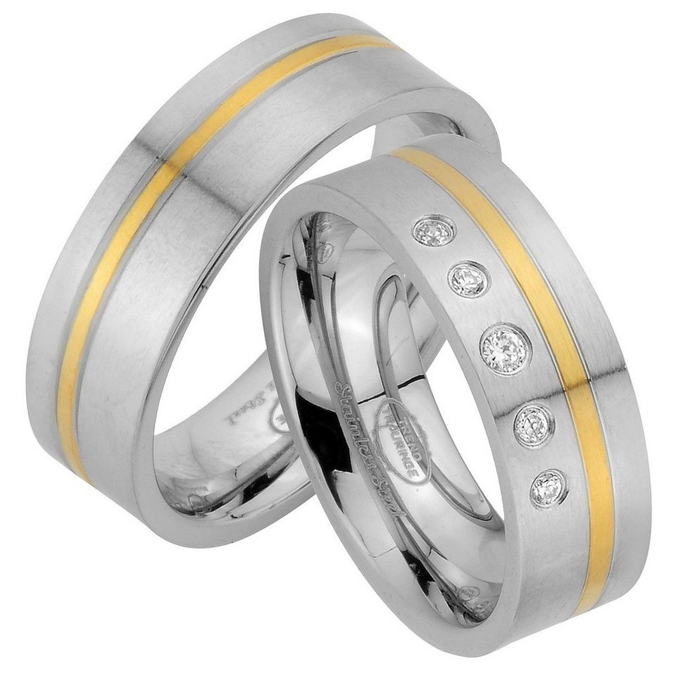 Trauringe123 Trauring Hochzeitsringe Verlobungsringe Trauringe Eheringe Partnerringe Gold Platiert aus Edelstahl JE65 von Trauringe123