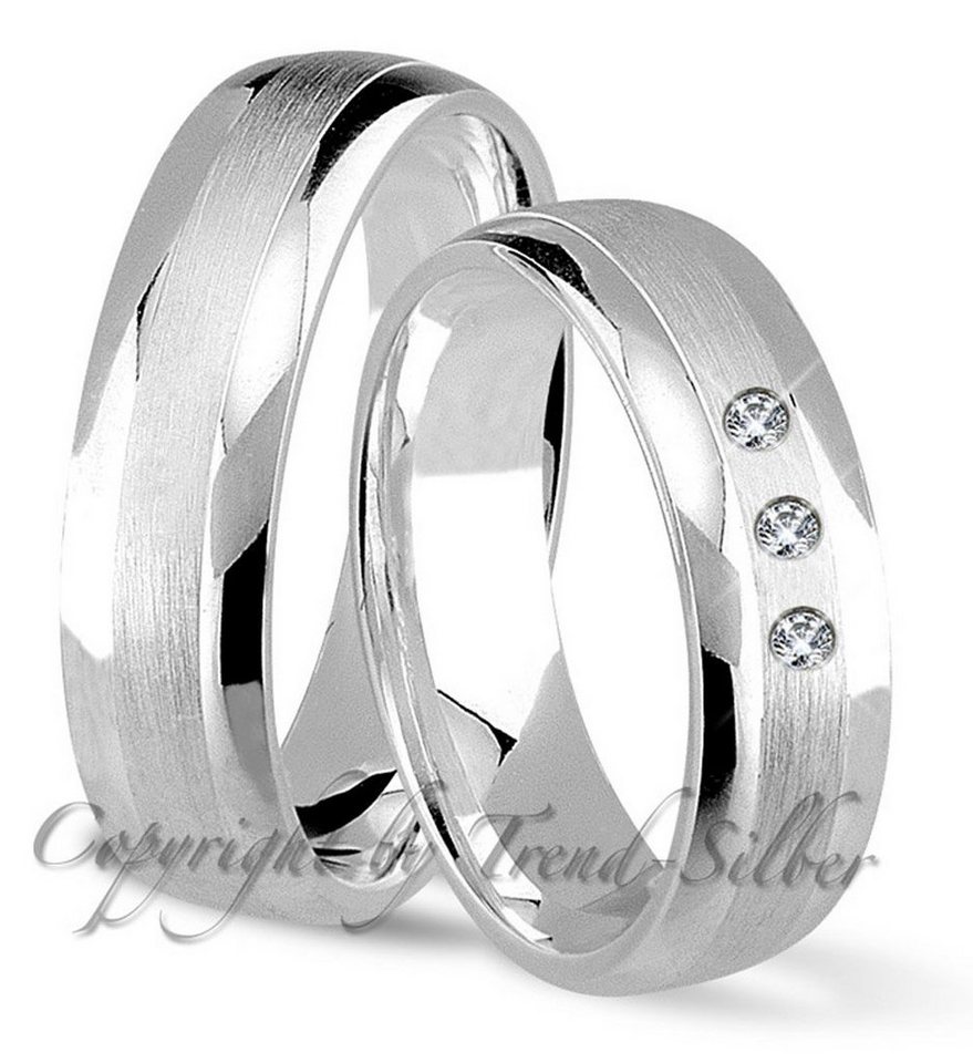 Trauringe123 Trauring Hochzeitsringe Verlobungsringe Trauringe Eheringe Partnerringe aus 925er Silber mit Stein, J- 38 von Trauringe123