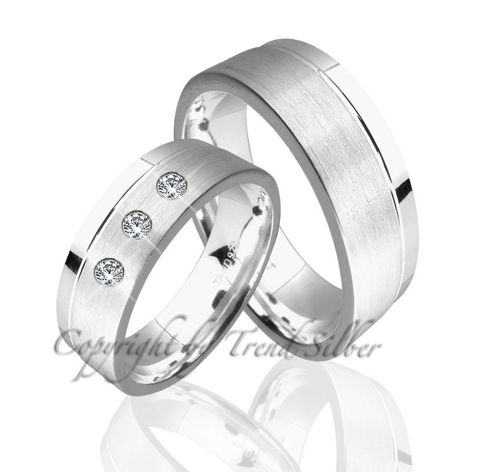 Trauringe123 Trauring Hochzeitsringe Verlobungsringe Trauringe Eheringe Partnerringe aus 925er Silber mit Stein, J56 von Trauringe123