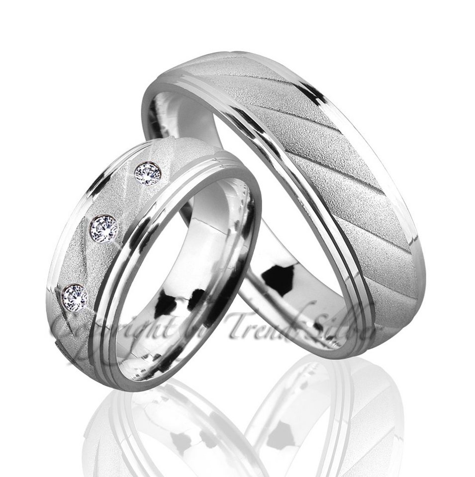 Trauringe123 Trauring Hochzeitsringe Verlobungsringe Trauringe Eheringe Partnerringe aus 925er Silber ohne Stein, J92 von Trauringe123