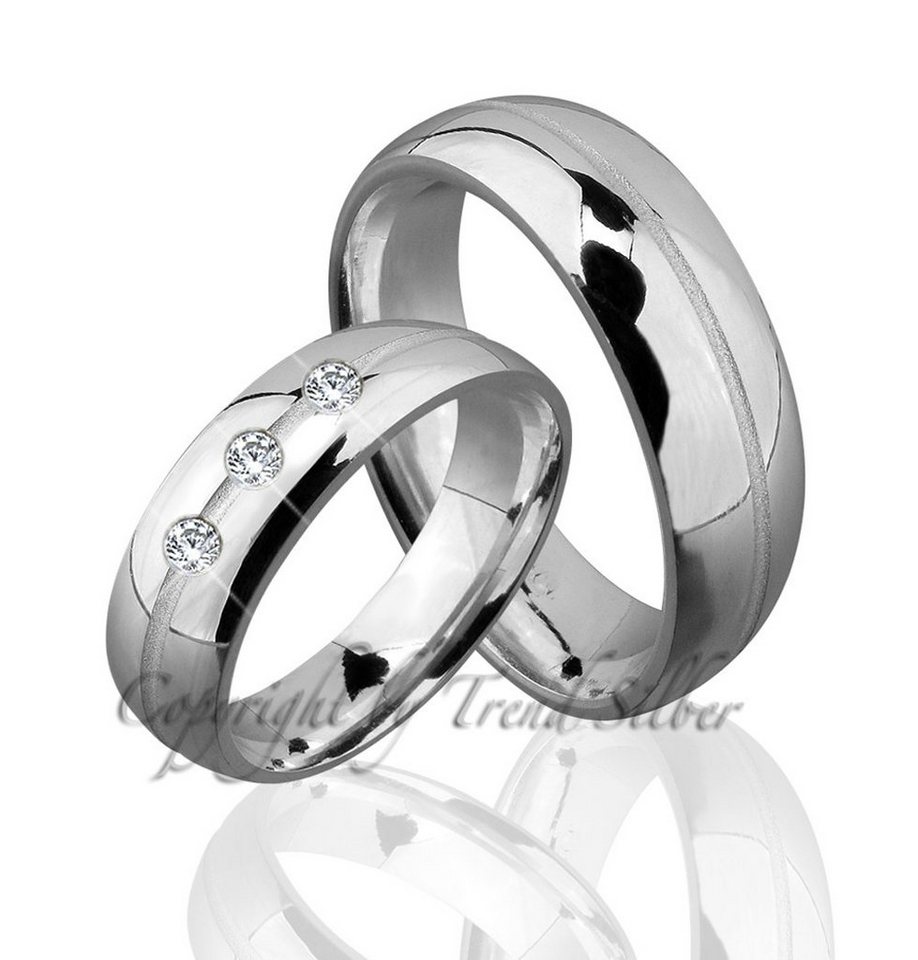 Trauringe123 Trauring Hochzeitsringe Verlobungsringe Trauringe Eheringe Partnerringe aus 925er Silber ohne Stein, J93 von Trauringe123