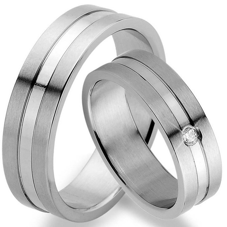 Trauringe123 Trauring Hochzeitsringe Verlobungsringe Trauringe Eheringe Partnerringe aus Edelstahl mit Stein - Ohne Stein JE38 von Trauringe123