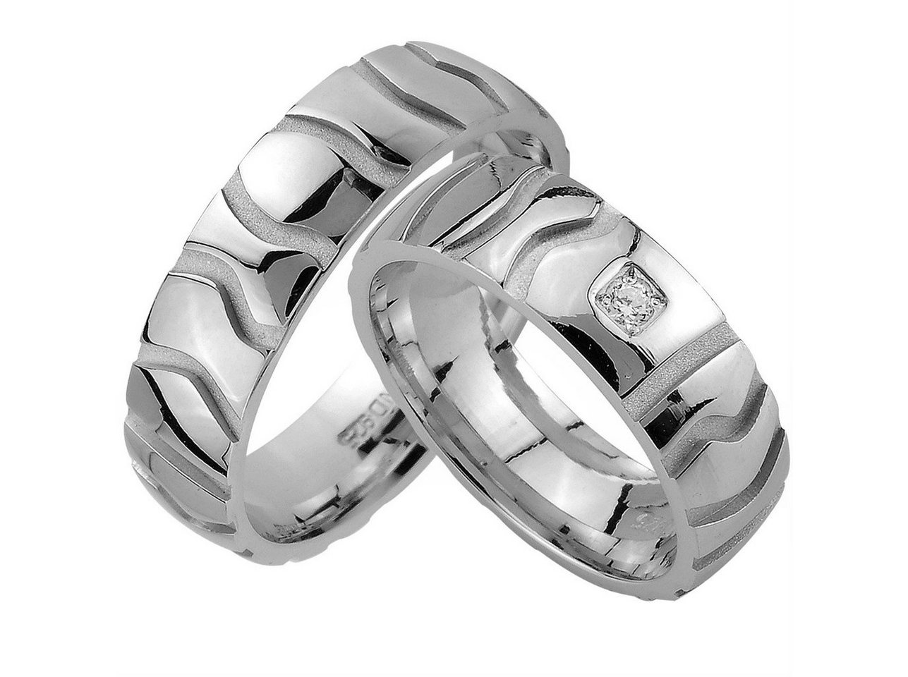 Trauringe123 Trauring Hochzeitsringe Verlobungsringe Trauringe Eheringe Partnerringe mit Stein SILBER 925 - J96 von Trauringe123