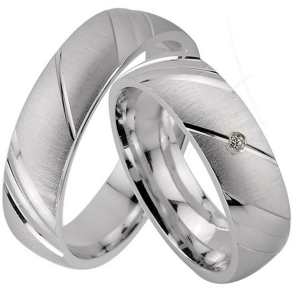 Trauringe123 Trauring Hochzeitsringe Verlobungsringe Trauringe Eheringe Partnerringe mit Zirkonia Stein, J70 von Trauringe123