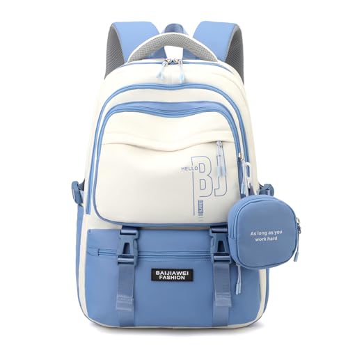 Travistar Schulranzen Jungen Schulrucksack mädchen Teenager Schultasche rucksäcke Sporttasche Daypack für Schule Ranzen höhenverstellbar Viele Fächer Laptopfach School Bags Blau Nylon(28L) von Travistar