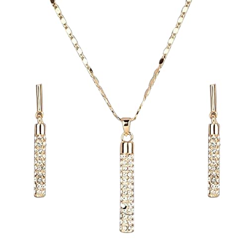 Treadyouth Bernstein Ohrringe Silber Halskette Set Stick Set Zylinder Ohrring Hochzeit Modeschmuck Schmuck Sets Mexikanischer Schmuck (Gold-d, One Size) von Treadyouth