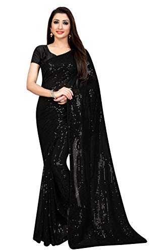 TreegoArt Fashion Damen Georgette Sequences Bestickter Party Wear Saree mit ungesticktem Blusenteil -(SR10203Black) von TreegoArt Fashion