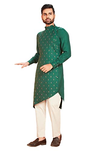 TreegoArt Fashion Heavy Cotton Ethnic Wear Kurta Pyjama Set Stickerei Butti für Herren (Eichhörnchen704-Grün-L) von TreegoArt Fashion