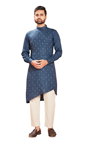 TreegoArt Fashion Heavy Cotton Ethnic Wear Kurta Pyjama Set Stickerei Butti für Herren -(Squirrel702-Blau-XL) von TreegoArt Fashion