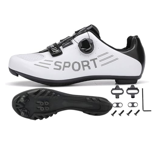 Treer Fahrradschuhe Herren Damen Mountain Bikes Schuhe, 37-46 EU Rennradschuhe mit Cleats SPD Schuhe Rennrad Schuh Kompatibel Outdoor Radschuhe Fahrrad Indoor Spin von Treer