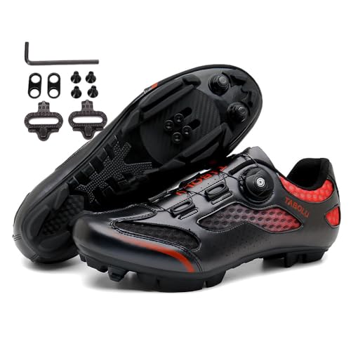 Treer Fahrradschuhe Herren Damen Mountain Bikes Schuhe, Rennradschuhe mit Cleats SPD Schuhe Rennrad Schuh Kompatibel Outdoor Radschuhe Fahrrad Indoor Spin 36 EU Mountain Bikes Schuhe von Treer