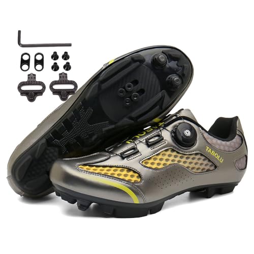 Treer Fahrradschuhe Herren Damen Mountain Bikes Schuhe, Rennradschuhe mit Cleats SPD Schuhe Rennrad Schuh Kompatibel Outdoor Radschuhe Fahrrad Indoor Spin 37 EU Mountain Bikes Schuhe von Treer