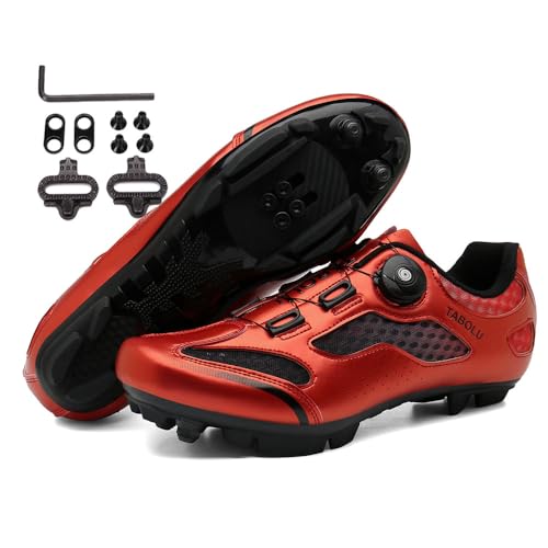 Treer Fahrradschuhe Herren Damen Mountain Bikes Schuhe, Rennradschuhe mit Cleats SPD Schuhe Rennrad Schuh Kompatibel Outdoor Radschuhe Fahrrad Indoor Spin 40 EU Mountain Bikes Schuhe von Treer