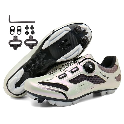 Treer Fahrradschuhe Herren Damen Mountain Bikes Schuhe, Rennradschuhe mit Cleats SPD Schuhe Rennrad Schuh Kompatibel Outdoor Radschuhe Fahrrad Indoor Spin 40 EU Mountain Bikes Schuhe von Treer