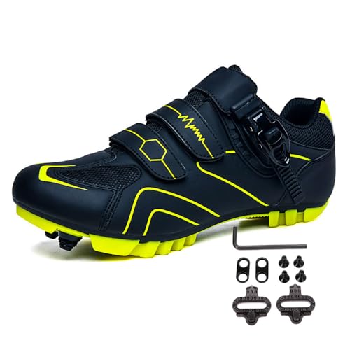 Treer Fahrradschuhe Herren Damen Mountain Bikes Schuhe Rennradschuhe mit Cleats SPD Schuhe Rennrad Schuh Kompatibel Outdoor Radschuhe Fahrrad Indoor Spin Mountain Bikes Schuhe von Treer