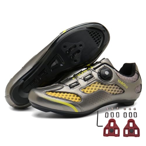 Treer Fahrradschuhe Herren Damen Rennradschuhe mit SPD Cleats, Schuhe Rennrad Schuhe Mountain Road Bikes Schuh Kompatibel Outdoor Radschuhe Fahrrad Indoor Spin 38 EU - Rennradschuhe von Treer