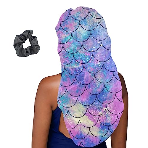 Treer Haarhaube für die Nacht Lange Haare, 3D Scale Muster Damen Mädchen Schlafkappe für Haare Haarhaube Lange Haare Bonnet Schlafmütze für Lockiges Haar Schutz (Rosa,1 Stück) von Treer