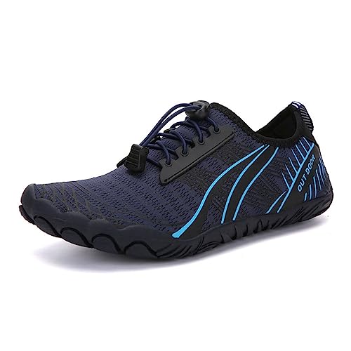 Treer Herren Barfussschuhe Herren Badeschuhe Strandschuhe Damen Segelschuhe Wasserschuhe Barfusslaufschuhe Sommer Zehenschuhe Neoprenschuhe Wassersport Outdoor Schuhe, Gelb Blau Orange Rosa von Treer