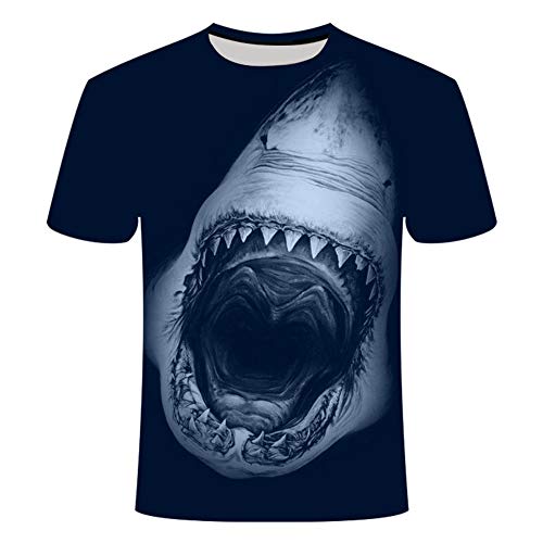 Treer T Shirt Herren 3D Blau Hai Drucken, Unisex Sommer T-Shirt Casual Rundhals Kurzarm Shirt Tops Männer Beiläufige Hemden Sport Tops Blusen Lustige Geschenke S-5XL (Blau hai 7,5XL) von Treer