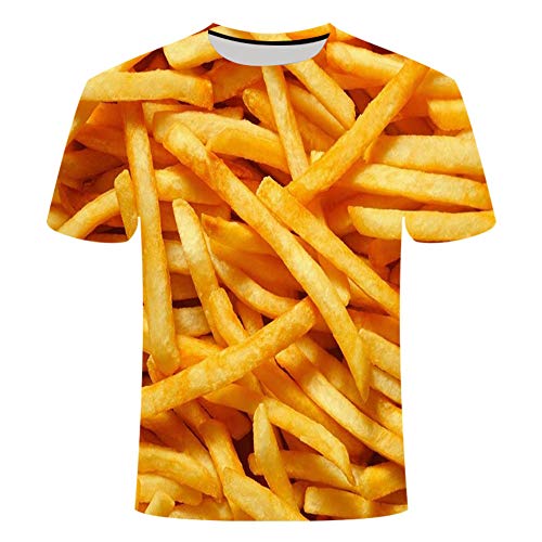 Treer T Shirt Herren 3D Drucken, Unisex Sommer T-Shirt Casual Rundhals Kurzarm Shirt Tops Männer Beiläufige Hemden Sport Tops Blusen Lustige Geschenke für Männer S-5XL (Pommes frittes,L) von Treer