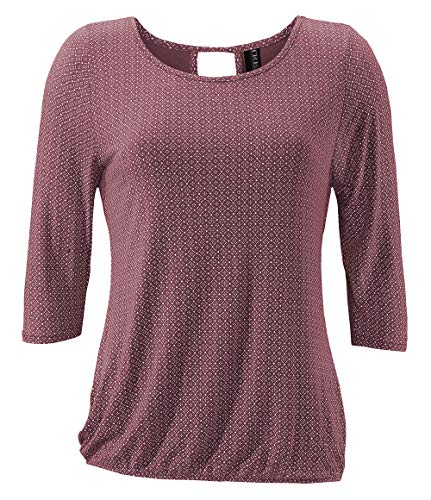 TrendiMax Damen T-Shirt Kurzarm Blusen Shirt mit Allover-Minimal Print Lose Stretch Casual Oberteil Basic Tops, Weinrot, L von TrendiMax