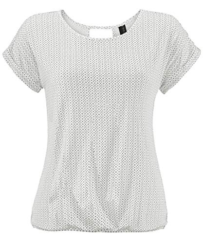 TrendiMax Damen T-Shirt Kurzarm Sommer Shirt mit Allover-Minimal Print Causal Oberteil Bluse Tops, Weiß, S von TrendiMax