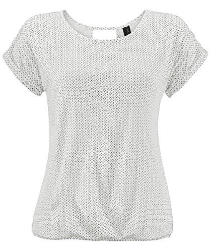 TrendiMax Damen T-Shirt Kurzarm Sommer Shirt mit Allover-Minimal Print Causal Oberteil Bluse Tops, Weiß, XL von TrendiMax