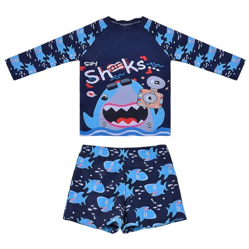 Jungen Schwimmen Stämme Kinder Schwimmen Shorts mit süßem Cartoon Muster Kleine Jungs Strandkleidung für 2-14 Jahre (2-4 Years, LA571-Navy) von Trendy Boy