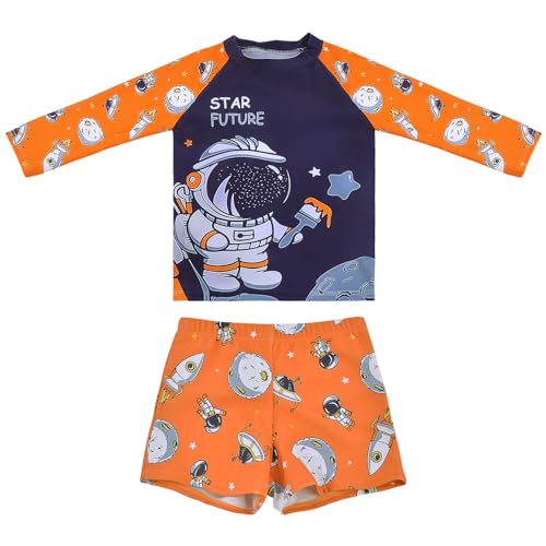 Jungen Schwimmen Stämme Kinder Schwimmen Shorts mit süßem Cartoon Muster Kleine Jungs Strandkleidung für 2-14 Jahre (4-6 Years, LA526-Orange) von Trendy Boy