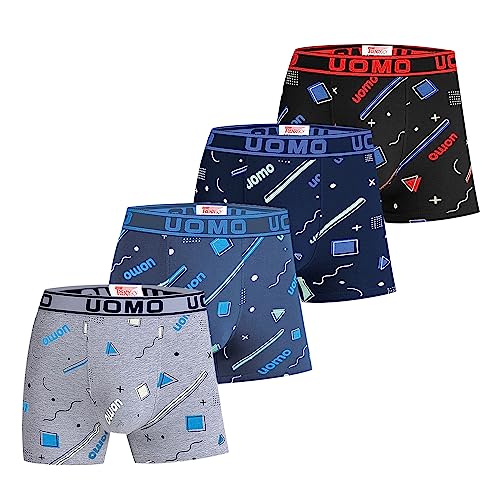 Trendy Boy Herren Boxer Slips Uomo Unterwäsche mit Premium Baumwolle Große Y-Front - 4-Pack mehrfarbiges italienisches Design Ultra Soft (1958, L) von Trendy Boy