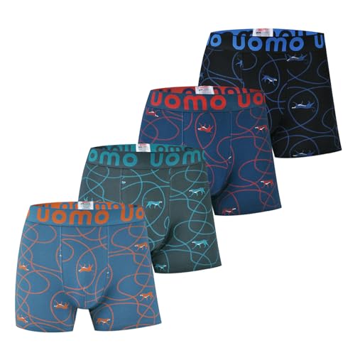 Trendy Boy Herren Boxer Slips Uomo Unterwäsche mit Premium Baumwolle Große Y-Front - 4-Pack mehrfarbiges italienisches Design Ultra Soft (5137, L) von Trendy Boy