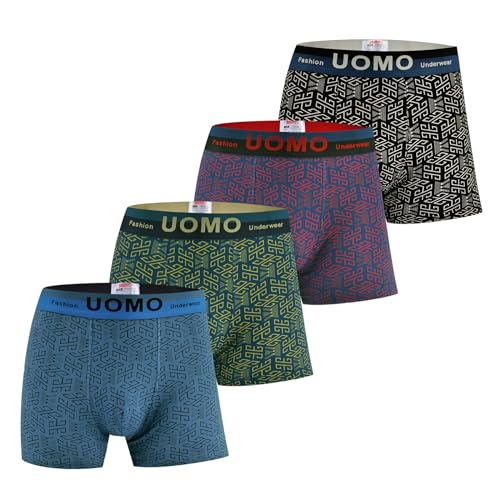 Trendy Boy Herren-Boxershorts Uomo Unterwäsche mit Premium-Baumwolle Large Y Front – 4er-Pack Mehrfarbiges italienisches Design Ultra Soft (1759, L) von Trendy Boy