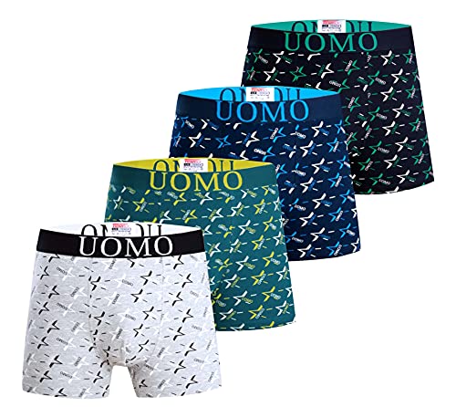 Trendy Boy Herren-Boxershorts Uomo Unterwäsche mit Premium-Baumwolle Large Y Front – 4er-Pack Mehrfarbiges italienisches Design Ultra Soft (5098, 3XL) von Trendy Boy