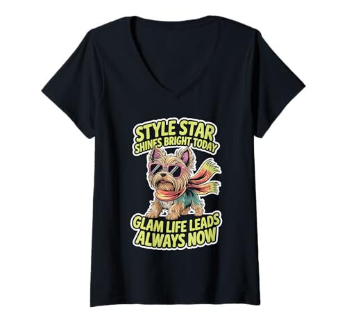 Damen Modischer Hundeliebhaber für Damen und Herren, schickes Haustier, stilvoll, kleiner Hund T-Shirt mit V-Ausschnitt Damen Modischer Hundeliebhaber für Damen und Herren, schickes Haustier, stilvoll, kleiner Hund T-Shirt mit V-Ausschnitt von Trendy Pet Owners Stylish Dog Breed Cute Fan Tees
