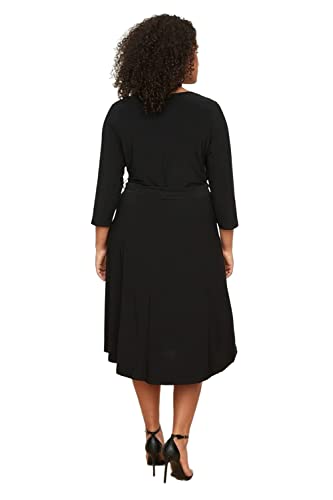 Trendyol Curve Damen Midi A-line Regular Plus Size Dress, Schwarz, XL Große Größen EU von TRENDYOL