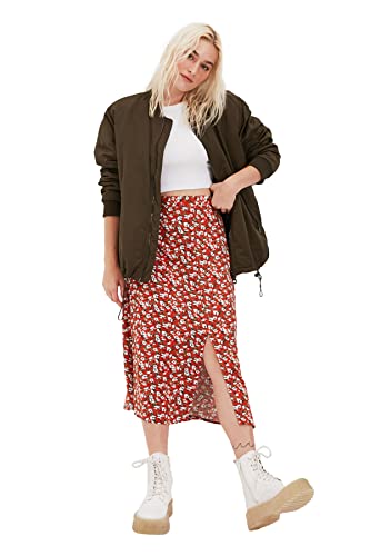 Trendyol Damen Tile Flower Pattern, Tip, Detailed Skirt, Brick, 34 EU von TRENDYOL