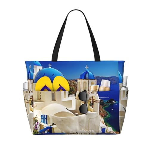 Strand-Reisetasche mit großem Fassungsvermögen, wasserdichte Strandtasche für Damen, Ostereier, bunter Korb, faltbare Strandtasche mit 7 Taschen und Reißverschluss, für Reisen, Fitnessstudio, Pool, von Tresila