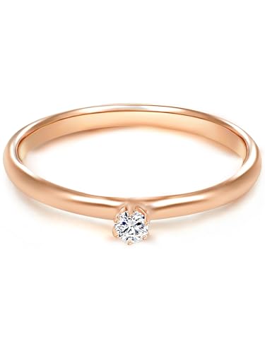 Trilani Damen-Ring/Verlobungsring/Solitärring Sterling Silber rosévergoldet Zirkonia weiß 60451006 von Trilani