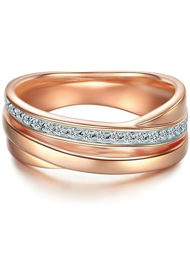 Tresor 1934 Damen-Wickelring Sterling Silber rosévergoldet Zirkonia weiß im Brillantschliff - Ehering Trauring Ring Zirkonia roségold von Trilani